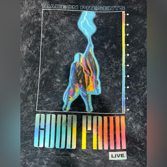 Madeon Presents Good Faith Live Tour Graphic Tee Black Acid Wash Unisex XL - Picture 1 of 6